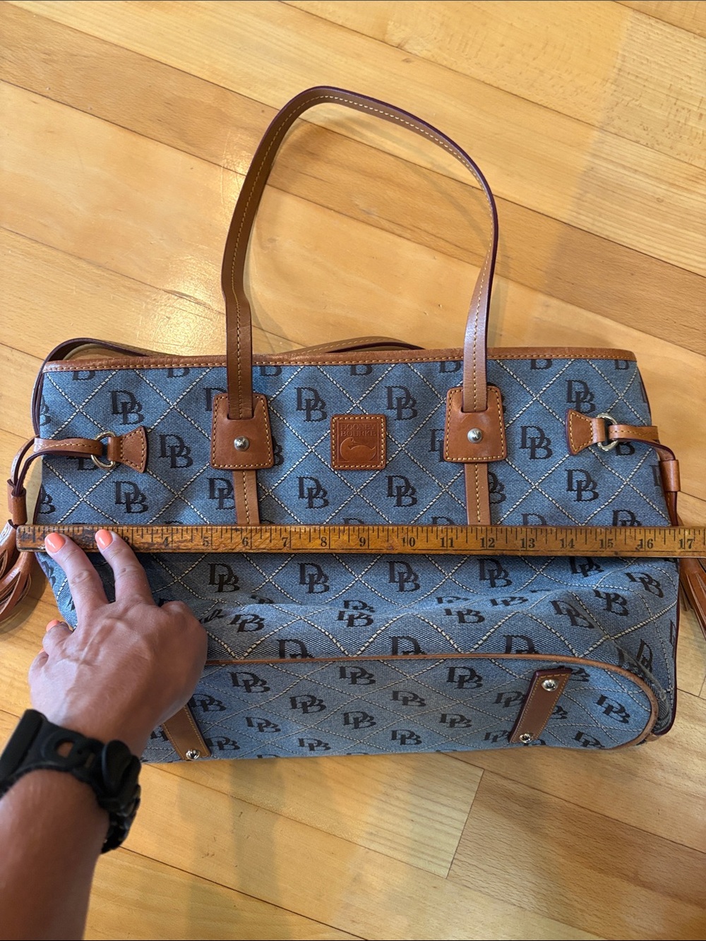 Dooney & Bourke Tote with Tan Leather Trim - Picture 7 of 9